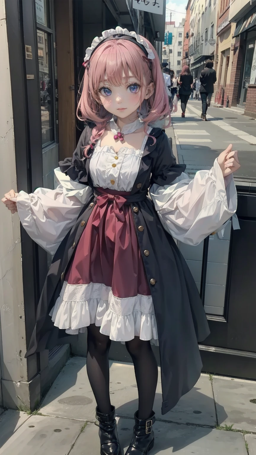 Anime Style、story、、Beautiful girls、とてもcute天使、Pink Gothic Dress、cute、*********、smile、Long skirt、Black boots、Very cute headband
