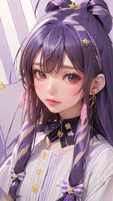 ((The best，masterpiece，（top quality、【8k、【32K、masterpiece,) (masterpiece},{The best},{(((Hoshino Ai, long hair, purple hair, striped hair ,Purple Eyes, Star-shaped pupil, hair accessories,Girls&#39; photos，Volumetric lighting，The best shadow，Shallow depth of field，Portrait of a beautiful girl，Delicate, beautiful and charming face，Charming and sharp red eyes，Pointed eyebrows，enjoy the scenery，keep silent，（cute small breasts），（Smile），Multi-layered black double-sided curls、The wind blows、sash、Blush Eyeshadow、thick eyelashes、Cross red turtleneck sweater、Short sleeve、Perfect body，Big breasts, slim waist、Short black pleated skirt、Thigh incision、Black high socks、cloud、garden，Viaduct guardrail、back shadow、Side view leaning on railing、shoulder blade、（Best Quality、stunning details：1.25）、（Single：1.3）、Brilliant and colorful paintings，cowboy shots