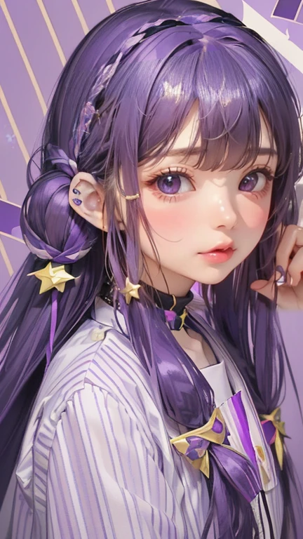 ((The best，masterpiece，（top quality、【8k、【32K、masterpiece,) (masterpiece},{The best},{(((Hoshino Ai, long hair, purple hair, striped hair ,Purple Eyes, Star-shaped pupil, hair accessories,Girls&#39; photos，Volumetric lighting，The best shadow，Shallow depth of field，Portrait of a beautiful girl，Delicate, beautiful and charming face，Charming and sharp red eyes，Pointed eyebrows，enjoy the scenery，keep silent，（cute small breasts），（Smile），Multi-layered black double-sided curls、The wind blows、sash、Blush Eyeshadow、thick eyelashes、Cross red turtleneck sweater、Short sleeve、Perfect body，Big breasts, slim waist、Short black pleated skirt、Thigh incision、Black high socks、cloud、garden，Viaduct guardrail、back shadow、Side view leaning on railing、shoulder blade、（Best Quality、stunning details：1.25）、（Single：1.3）、Brilliant and colorful paintings，cowboy shots