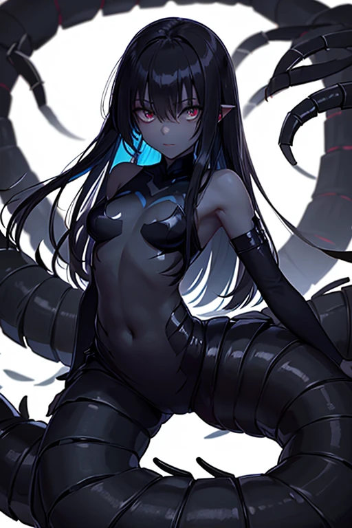 ((dark fantasy art)), beautiful demon girl, ((black glossy skin)), dark black skin, black skin, ((ash wet skin)), black skin, very long black hair, sits, (((hands on belly))), ((hands on hips)), (short clothing), open belly, (((lots of tentacles))), ((oil streams)), black oils, lots of oil, bright purple light, highly detailed art, extremely detailed background