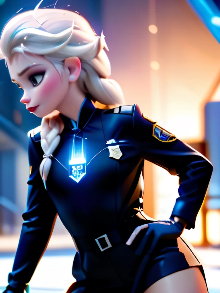 cinematic photo of Elsa, en tenue de police. photographie 35 mm, film, professionnel, 4k, Very detailed, sexy