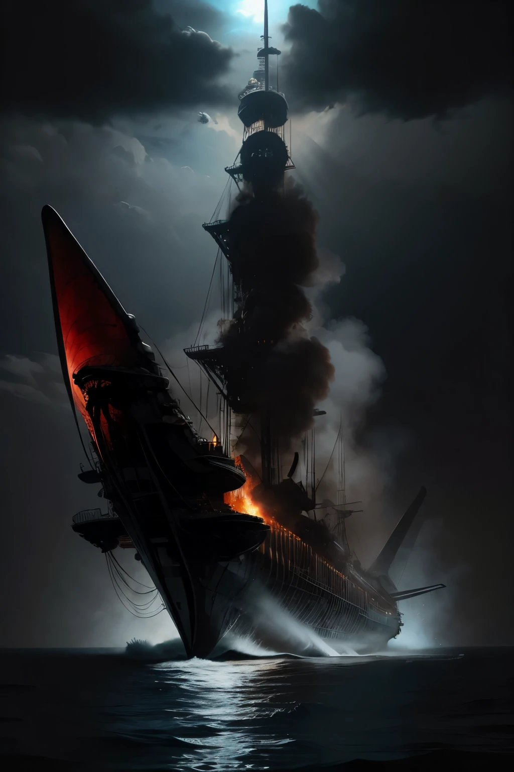 A-90 Orlyonok, eaglet, Caspian Sea Monster, Evil God, Old One, Ekranoplan masterpiece, Best Quality, 8k, High resolution, A wonderful fusion of living things and machines,
wonderful,scared,terrible, Many turboprop engines, Wing in Ground Effect,
空を飛ぶ謎のterrible巨大怪獣クジラを描いてください Caspian Sea Monster, Russian hydrofoil. sunny, Whale tooth, The ship is burning.