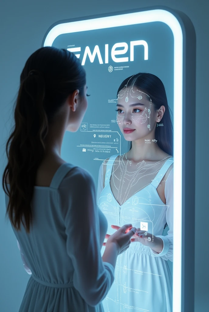 A device that combines holography and smart mirrors to try on makeup virtually, offer personalized recommendations and provide interactive tutorials with a hologram of a professional makeup artist.
