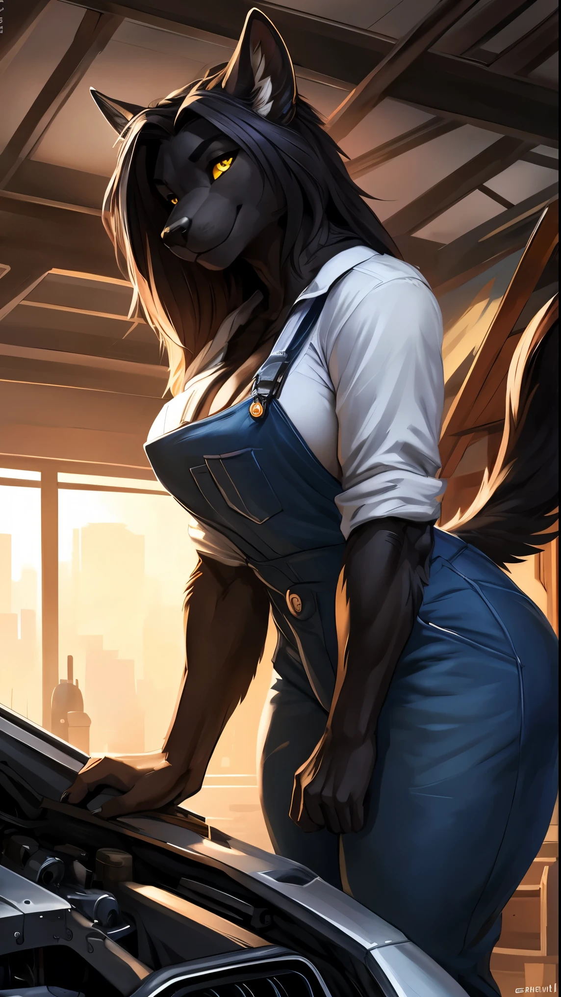 Thick_bodied_muscular_mature_horse female black_mane long_single_braid brown_furry_body spotted_fur freckles green_eyes closed_eyes gritted_teeth thick_thighs full_breasts cum_leaking_from_large_horse_cock masturbating leaned_back misty_breath_from_nostrils solo Masterpiece best_quality absurdres highly_detailed cleanly_drawn_eyes anthro_only by_claweddrip, by_greasymojo, by_underscore-b, by_runawaystride