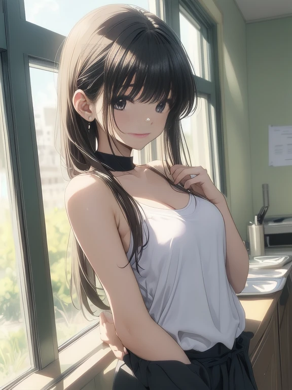 (1girl:1.3), cinematic light, (masterpiece, top quality, best quality, official art, beautiful and aesthetic:1.3), extreme detailed,highest detailed,(ultra-detailed),((an extremely delicate and beautiful)), ((Crouch down)), (dark night), ((in the kitchen old apartment)), from above, solo, breasts, silky long hair, (brown hair), Casual clothes, pink Lace inner, open breast, 26 years old, unsteady gaze, anxious, embarrassed, (looking up:1.4) ,((licking gesture)),