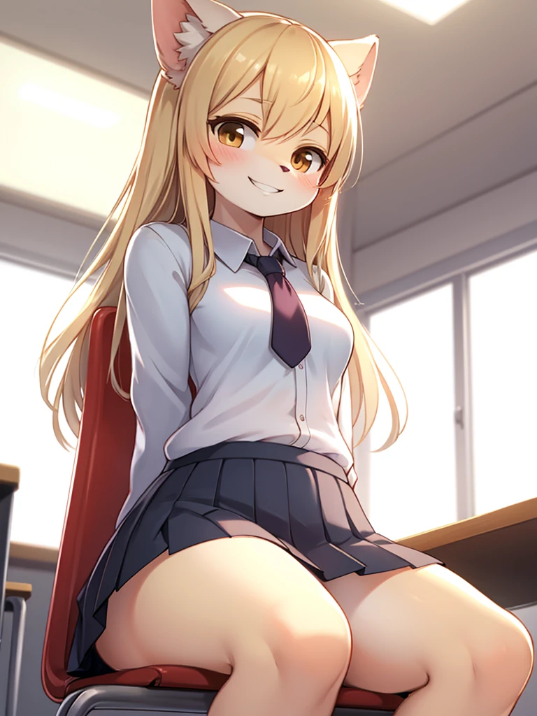 score_9, score_8_up, score_7_up, source_anime,
morinokorisu, morino korisu, long hair, blonde hair, red eyes, very long hair, bright pupils,
shirt, pantyhose, mary janes,
indoors, classroom,
looking at viewer, cowboy shot, lie down, nude, spread legs