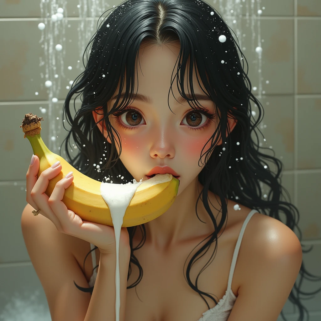 make woman biting pineapple, sexy beautiful, sexy hot wet,, perfect —ar 9:16 --auto --s2