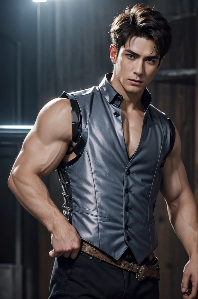 Angry Face, BDSM,slave,Rubber,Black Corset,Bondage,Collar,NSFW,((Best Quality, 8k, Masterpiece:1.3))), Crisp Focus: 1.2、(Layer Cut, Big:1.2),handsome boy with Perfect Figure: 1.4、Slender Abs:1.2、Wet Body:1.5、Highly Detailed Face and Skin Texture、Detailed Eyes、Double Eyelids, extra short Hair , hips , thighs