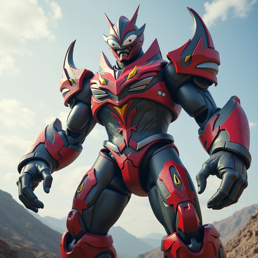 A close up of a robot with a red and black suit - SeaArt AI