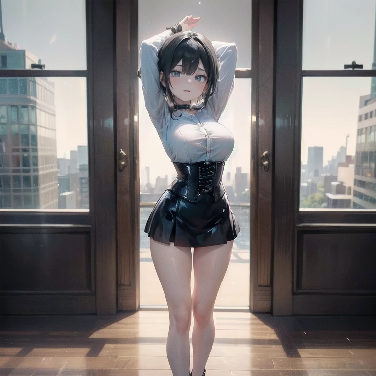 Lilo Fromm, katsuhiro Otomo, Surreal, mysterious, strange, fantastical, fantasy, Sci-fi, Japanese anime, establishment of perspective, beautiful girl in a miniskirt dress, mysterious polyhedron from the Renaissance period, billiard, detailed masterpiece