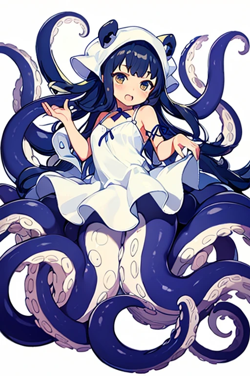 Scylla、White Tentacles、White simple dress、