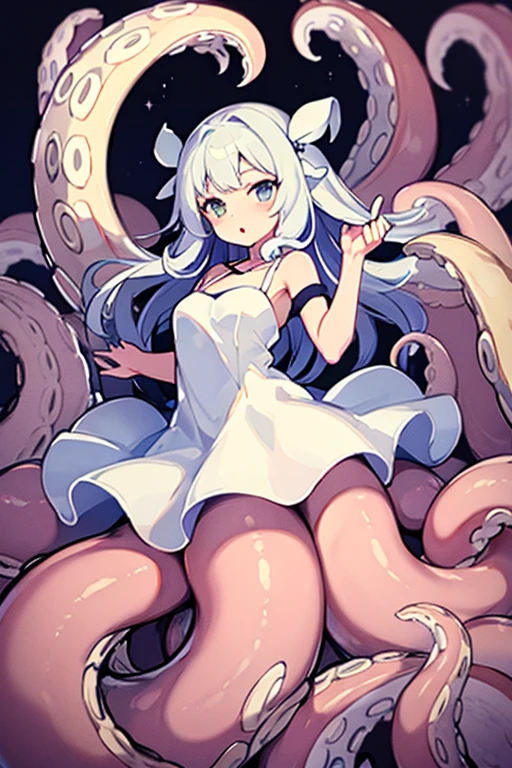 Scylla、White Tentacles、White simple dress、