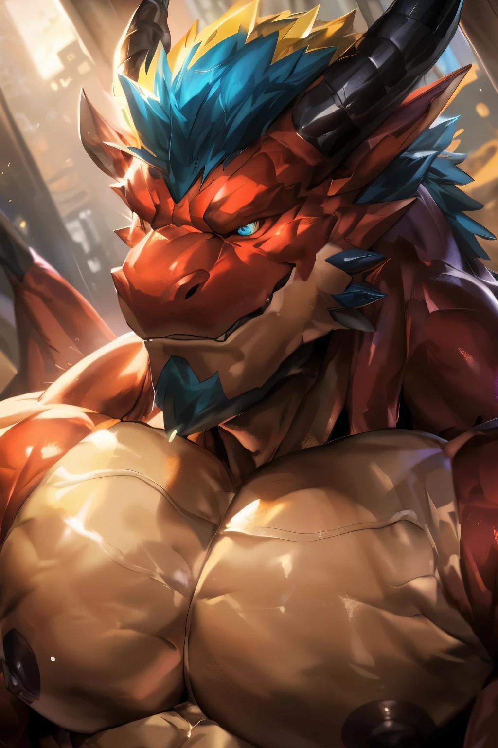 human nature, cannon, male, solitary, ((the strong,smart and masculine face,the most masculine daddy in the world,smirking)), ((close of huge dragon daddy,super massive muscular,super masculine,being bodybuilding,bodybuilder,long tail,paws)),eight-pack abs,Feet facing the audience,((in the bedroom)),high quality, ((8K,high quality, high resolution, masterpiece)), cartoon,((by lindong,by magangz,by kusunagi)),((huge and tall,powerful))sfw,((live and clear eyes,have eyeballs))