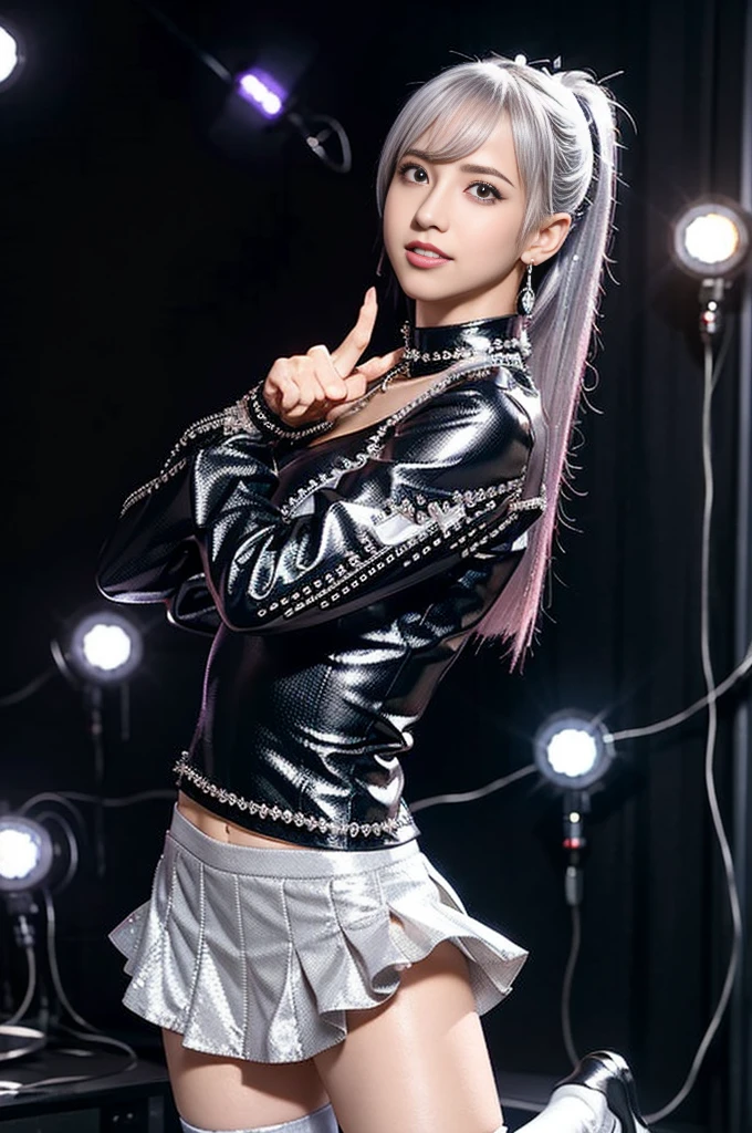 highest quality、surreal、perfect anatomy、Wet and shiny white skin、model body shape、Sweat dripping all over the body、Super small face、Ahegao、Cyberpunk City、Fishnet tights、garter belt、Pink, silver and gold hair、Black micro bikini、Neon lights、tattoo、Cleavage、Precise pubic area、Bondage Fashion、Erect nipples、Lewd woman、latex、Bust Shot、0082