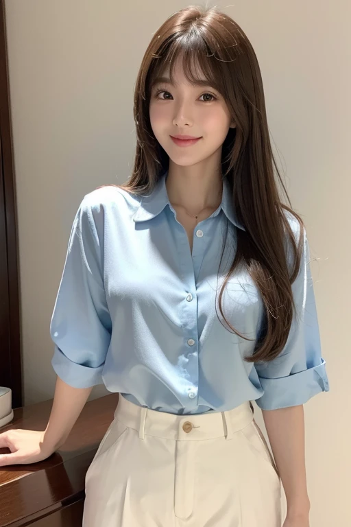 ((highest quality, 8K, masterpiece: 1.3)), beauty, hidden face, 1 girl, beauty: 1.3, thin abs: 1.1, Large Men's Shirts (Loose: 1.4) exposed, Full of heart, long black hair, (kneeing on bed), super detailed face, highly detailed lips, fine eyes, double eyelid, Strict head-to-body proportions: 1.5,