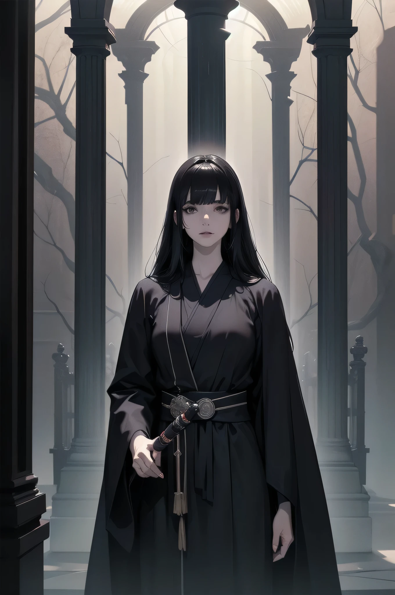 Shadow Face、Star Wars, jedi, black jedi robe、Black Robe, black belt,Star Wars concept art, Star Wars、jedi、Lightsabers、Black Robe、jediの服、Star Wars、beautiful girl、cute、baby face、Droopy eyes、Black Hair、Beautiful Long Hair、Straight Hair、bangs、bangsbangs、bangs、bangsbangs、Big Breasts、Slim body、slim、(Best Quality,4K,High resolution,Masterpiece 1.2),Very detailed,Real 1.37,Spooky altar background,Dark fantasy,Black color scheme,Ominous atmosphere,Eye-catching,Story,Anime Style,Concept Art,Inappropriate behavior,beautiful, Delicate facial features, pale Skin, night、Dim lighting、Dark Background, Cinema Lighting, Dramatic Shadows, gothic, Spooky atmosphere, Dark Story, 1 person&#39;S, Red cheeks, ,(Blood splatter 1.3),Scary smile, smile,TwiSted smile、Bloody,(Blood splatter 1.3),Horror Style, ((Flowing Black Hair)), Female Curves, Sexy flat stomach, Perfect hands, Perfect anime character face, (Black Dress)), Standing, ((Evil smile)), ,(Dark Story1.3), Steam circulation, Moonlight Illumination, Night lighting, Gothic architecture、Western architecture,Victorian city, Skeleton Gas Light,Absurd, High resolution、 ((Tabletop)), ((Best Quality)), (Very detailedな), ((Very detailed)), (beautiful), ((cute)), 1 person,(1.6)、beautiful face、Full Body Ezbian、pale, Beautiful skin、Big Breasts、Beautiful body、Slim body、beautiful feet、Smiling Kindly、Dark building ruins、(The dark ruins are Bloody 1.3)、Low angle full body shot、(Creepy 1.3)、(The girl lost a lot of blood............1.3)、(crazy smile1.6)、Spirits、Droopy eyes、bangs, Long Hair, Star Wars、jedi、Blue Lightsabers、Ready your Lightsabers