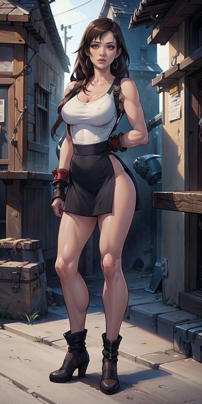 Himiko Toga, 1girl, she's wet, shocked facial expression, Short blond hair, short messy hair buns, wet hair, from underneith,（（tmasterpiece），（Very detailed CG unity 8K wallpaper），best qualtiy，，report，1girll，cinmatic lighting，detailed back ground，beatiful detailed eyeright pupils，（Very fine and beautiful），（Beautiful and detailed eye description），ultra - detailed，tmasterpiece，）），facing at camera，Protruding underparts，Camel toes，absurderes，A high resolution，ultra - detailed），she  soaking wet，1girll，report，mature，（very long hair，brunette color hair）Emotive expressioniting, bulge，Camel toes，Protruding，Colorful，Most detailed，exteriorully body photo, beautiful eyes, perfect eyes, perfect face, (yellow eyes:1), muscular, bedroom, sexy, round blush, massive huge , black tank top, black skirt, red hankercheif on neck, 25 years old, full body, tall, skinny huge  thicc hips good hands 1k ((punk glows punk boots black lipstick)) lewd sexy ((armor))