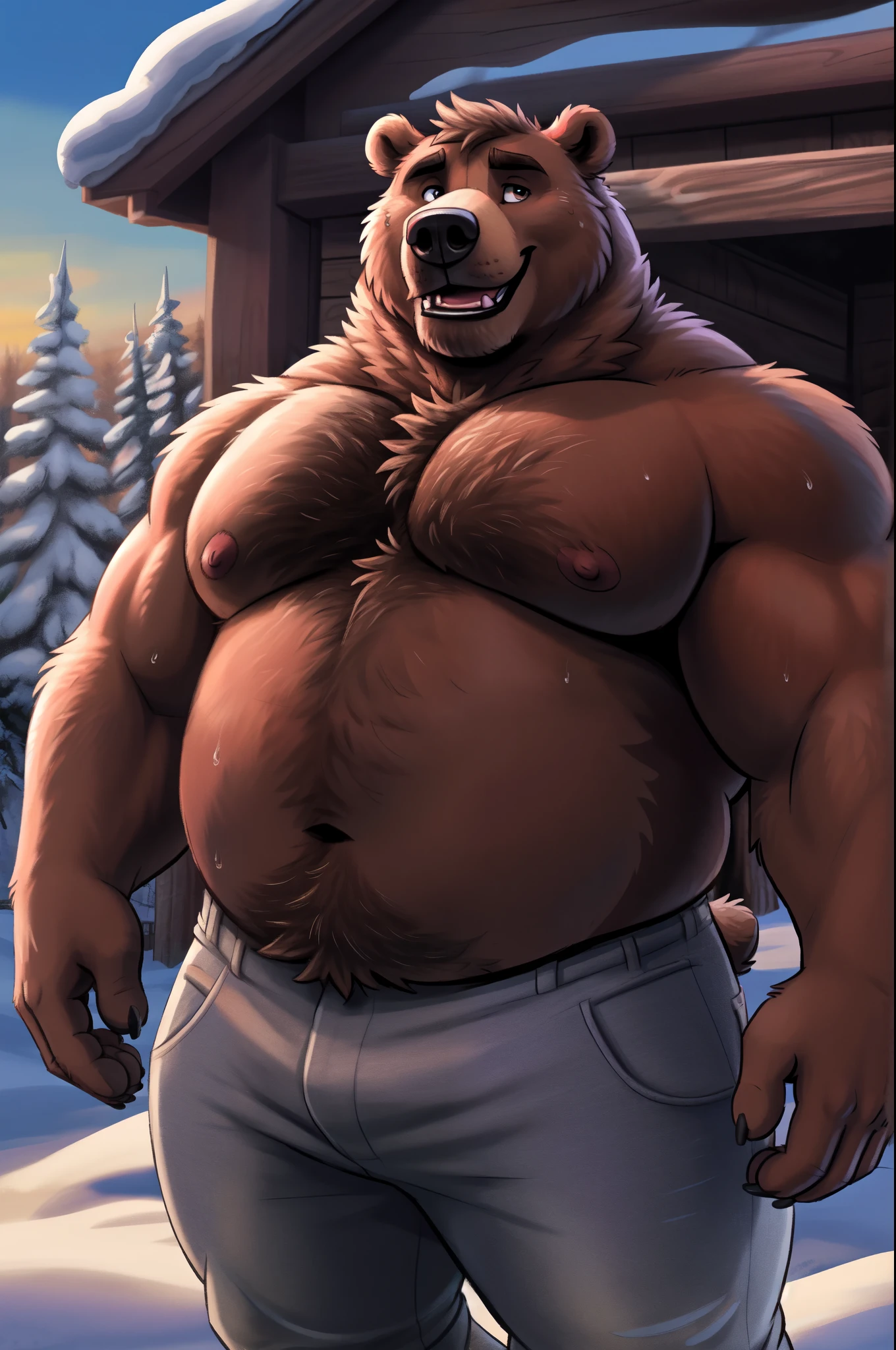 ((Polar Bear)), white teeth, kneeling, saliva, (((white)) furred body)), ((dominant)), ((intimidating)), dilf, Daddy, father figure, mature male, hunk, pecs, ((crotch focus)), ((Antarctica)), ((masturbation)), ((very detailed background)), ((very detailed balls)), ((very detailed lighting)), ((very detailed hands)), ((well drawn hands)), ((very detailed crotch)), ((large Penis)), ((very detailed Penis)), ((very detailed clothing)), ((very detailed fur texture)), ((very detailed)), very high resolution, very high quality, ((pre-cum)), ((very detailed pre-cum))