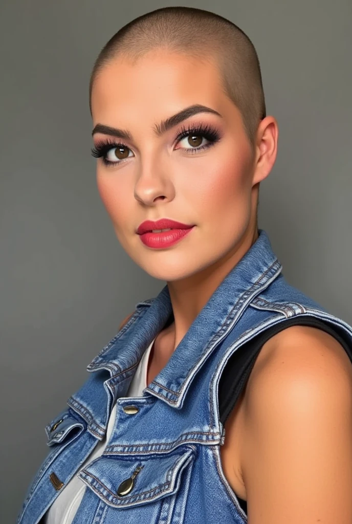 photorealism, hot bald woman, pinterest woman, 4k, ultra realistic, photorealistic, model, hyper realistic, RAW photo, photography, gorgeous, face close up, in focus, staring straight forward, face forward, flat lighting
