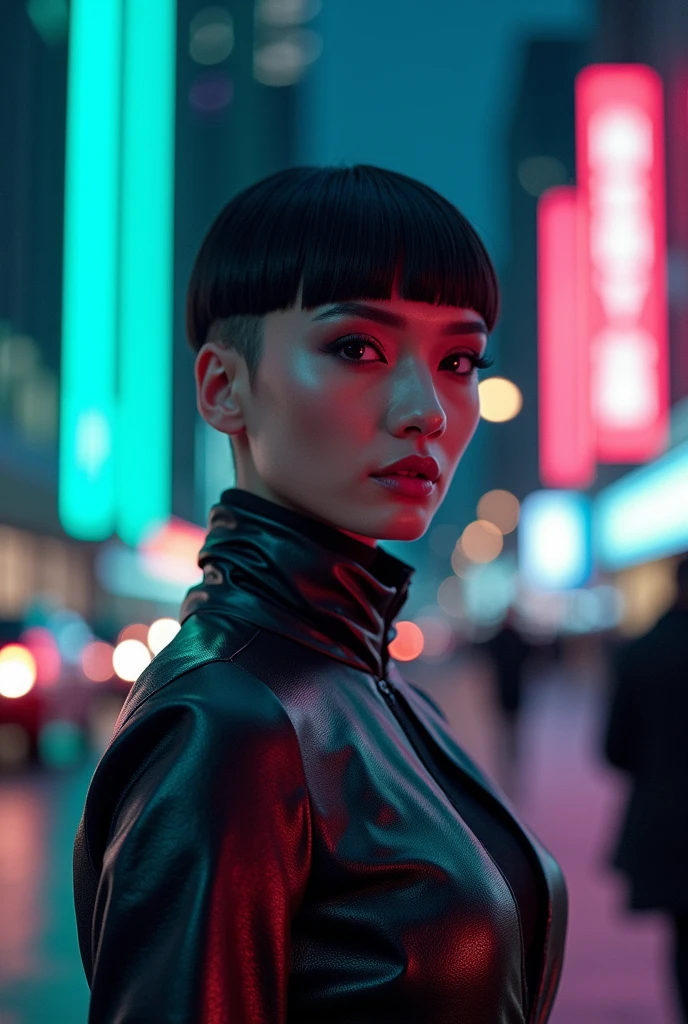 • Visual : Petrol blue leather bodysuit.
 • Hair : Prateado, cacheado, covering part of the face
• Power: Enter people's emotions, makes you cry and then destroys you
• Vibe: Sweet at first sight... until you realize you're sinking. In the city of Tokyo at night