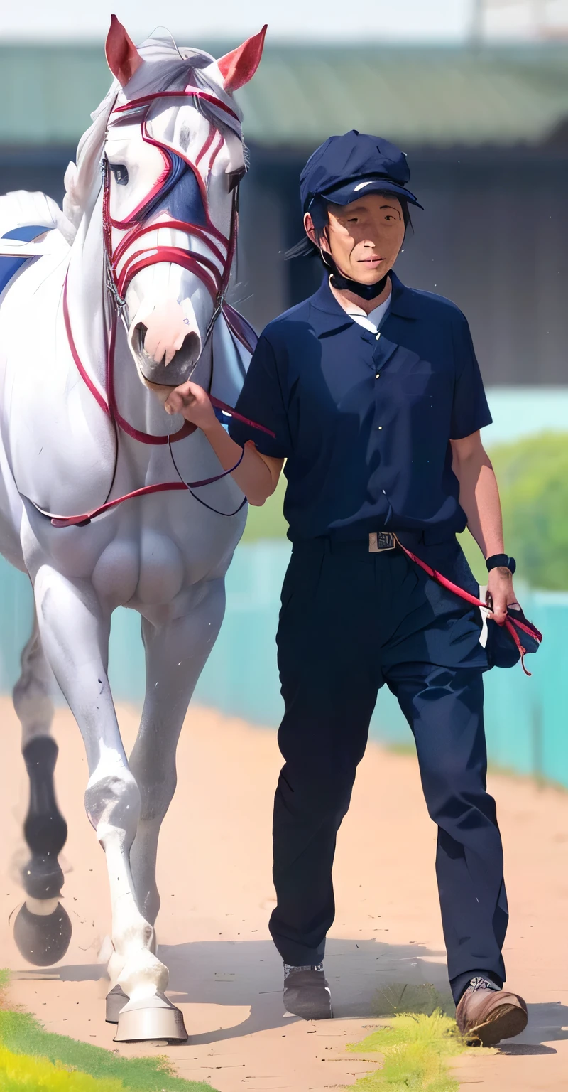 Dad predicting anime-style horse racing