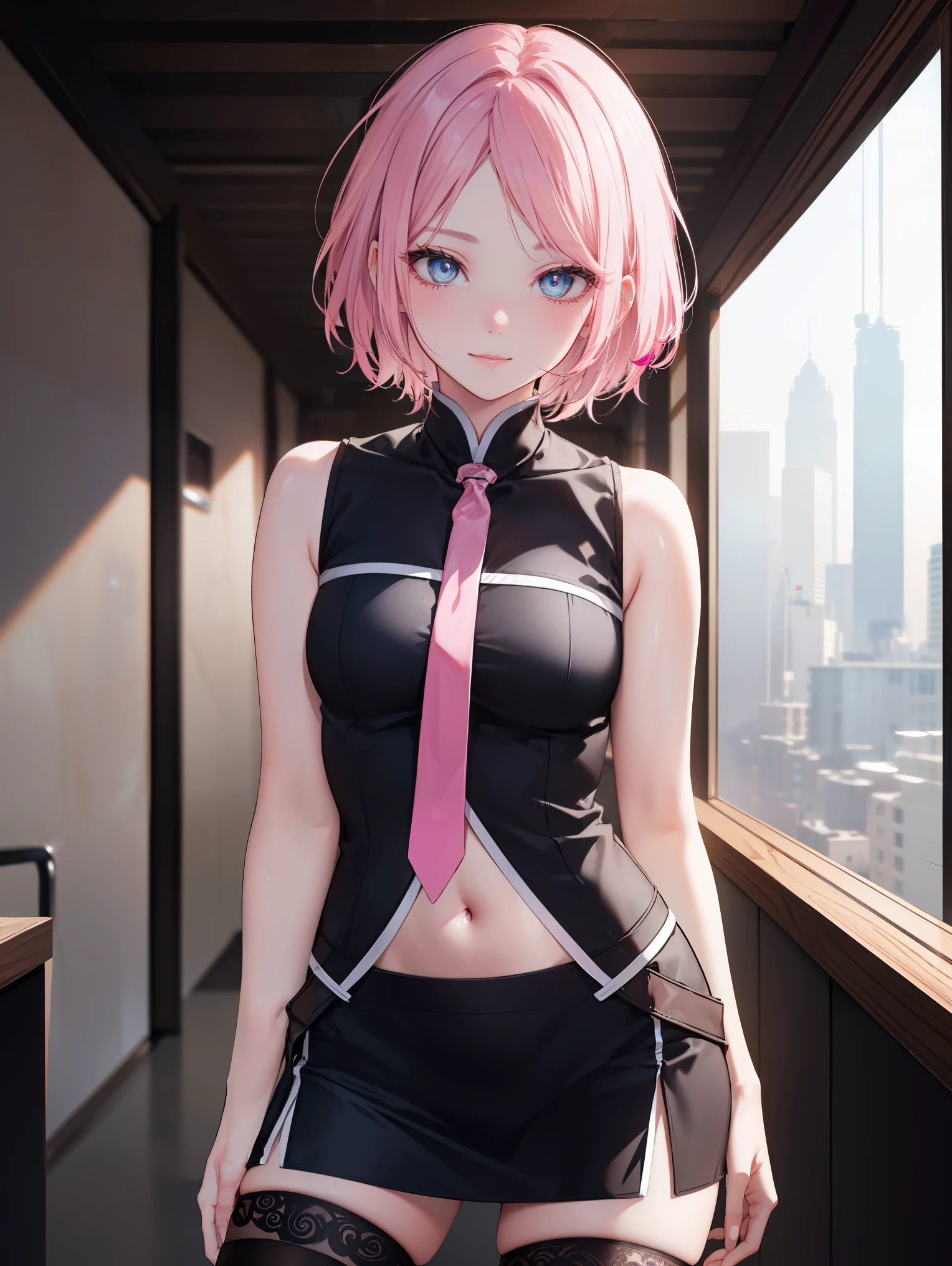 sakuraharuno, <lora:sakuraharunov2-lora-nochekaiser:1>,
sakura haruno, short hair, bangs, (green eyes:1.5), pink hair, hairband, facial mark, (forehead mark:1.2), red hairband, (swept bangs:1.5), (small breast:1.2),
BREAK chinese clothes, dress, red dress, short skirt, black shorts, gloves, black gloves, sleeveless,
BREAK looking at viewer,
BREAK indoors, bed,
BREAK <lyco:GoodHands-beta2:1>, (masterpiece:1.2), best quality, high resolution, unity 8k wallpaper, (illustration:0.8), (beautiful detailed eyes:1.6), extremely detailed face, perfect lighting, extremely detailed CG, (perfect hands, perfect anatomy),