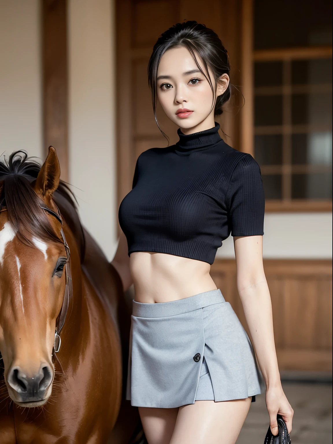 (best quality, masterpiece), 1 girl, centaur, White skin, japanese girl , abdominal exposure, sexy, 아름다운 소녀 perfect zoo photo, perfect zoo photo