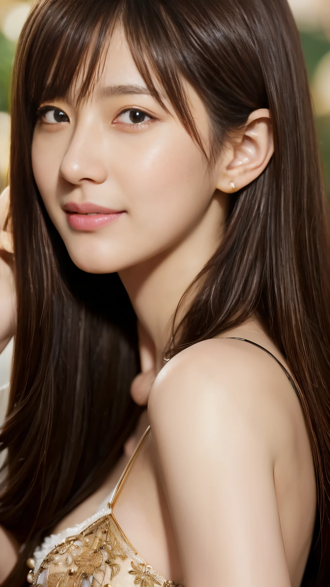 ((((Best Quality))))、(((Super fine CG16K wallpaper)))、(((masterpiece)))、(((Super detailed)))、(((Extremely detailed)))、1people'woman、Mature woman、25 歲woman、((italian face))、((very beautiful face))、((Laura Antonelli:1.5))、((Soft wavy semi-long hair:1.3))、(shiny hair)、Bangs covering eyebrows、((beautiful blonde:1.3))、beautiful slender eyes、Brown eyes、Eyebrows raised、High nose、Small nostril、Small mouth、seductive lips、mouth slightly open、beautiful breasts、C cup size breasts、Cleavage、Full figure、Perfect proportions、Perfect anatomy、perfect combination、exquisite shadow、beautiful natural light、Beautiful details glow、border depth writing、(((High chroma)))、((([reality:1.9)))、((Bright:1.4))、((beautiful skin))、((skin texture))、(([realityな皮膚感))、(((cowboy shooting:1.5)))、((Viewed from the front:1.5))、((Smile:1.4))、(eyes looking at me)、Bright sunlight、(((garden:1.3)))、(standing posture:1.5)、(((Navy blue lace jumpsuit:1.5)))、