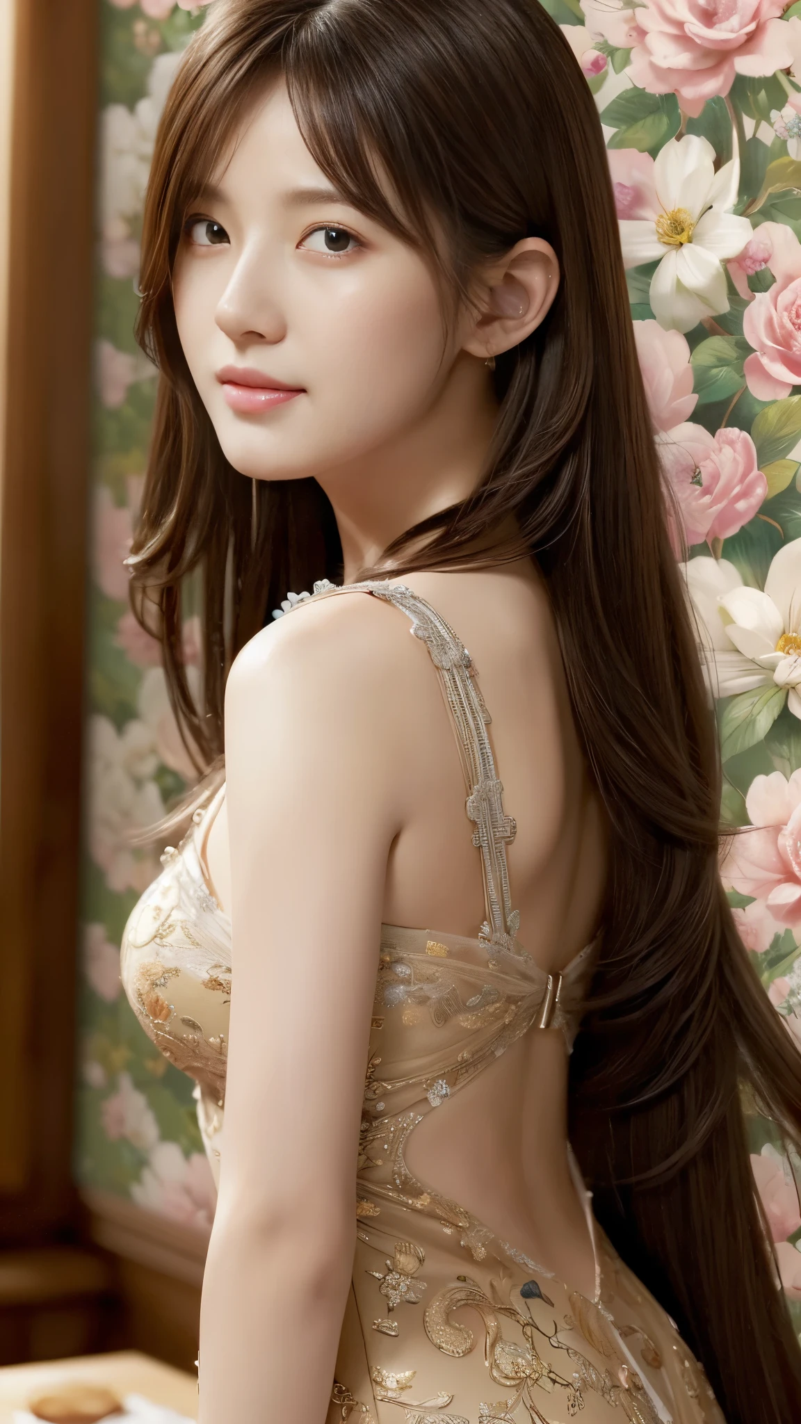 ((((Best Quality))))、(((Super fine CG16K wallpaper)))、(((masterpiece)))、(((Super detailed)))、(((Extremely detailed)))、1people'woman、Mature woman、25 歲woman、((italian face))、((very beautiful face))、((Laura Antonelli:1.5))、((Soft wavy semi-long hair:1.3))、(shiny hair)、Bangs covering eyebrows、((beautiful blonde:1.3))、beautiful slender eyes、Brown eyes、Eyebrows raised、High nose、Small nostril、Small mouth、seductive lips、mouth slightly open、beautiful breasts、C cup size breasts、Cleavage、Full figure、Perfect proportions、Perfect anatomy、perfect combination、exquisite shadow、beautiful natural light、Beautiful details glow、border depth writing、(((High chroma)))、((([reality:1.9)))、((Bright:1.4))、((beautiful skin))、((skin texture))、(([realityな皮膚感))、(((cowboy shooting:1.5)))、((Viewed from the front:1.5))、((Smile:1.4))、(eyes looking at me)、Bright sunlight、(((garden:1.3)))、(standing posture:1.5)、(((Navy blue lace jumpsuit:1.5)))、