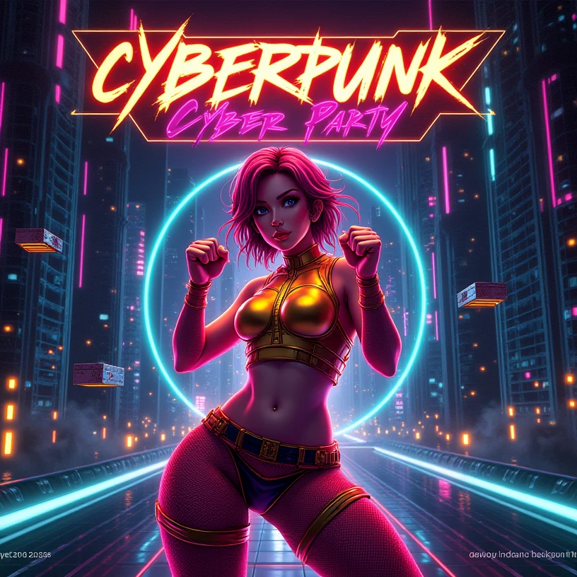 ExtremelyDetailed (Stunning GravureIdol) with Biomechanical HUGE and HEAVY boob, (masterpiece TopQuality) PerfectLighting (UltraDetailed CommercialPhoto),Detailed Stunning face, (Strapless NEON-bra)(Underboob Sideboob1.2)(Neon-Thongs) NEON-gloves, (PUNIPUNI) Flawless Radiant (PearlSkin) with Transparency, (glowing body:1.4) in dark, ((Studio Dark Background with (Overflowing Dazzling Neon Color Particles:1.36)))(((BokeH))), {(Arms Behind Head)|Dynamic-pose|((Assfocus)Roundly TinyButts)|(Overflowing Gigantic Cleavage:1.37)}, Braid hair with bun, (hidden hand:1.4), (no extra hand:1.4) .