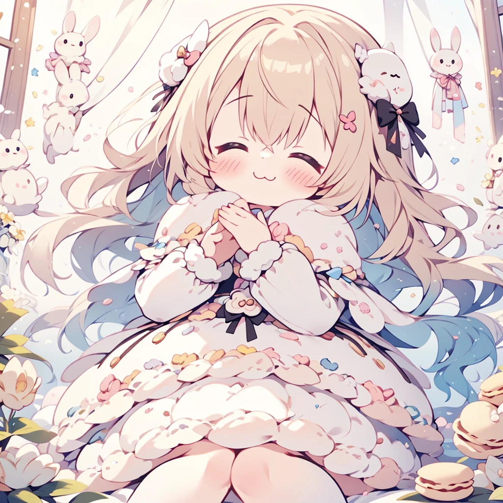 best quality, expressive eyes, perfect face,,full body,very long hair,crown,flower ornaments, cute smile, body, lolive, , kindergarten, gems, party room, gold coins,rings,ribbon,cakes,lift frill dress,powder,cute,kawaii,cute pose,lying,panty,from under view,navel