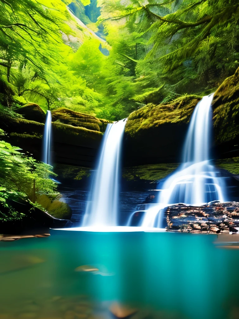 Waterfall-like water flows in the mountains  