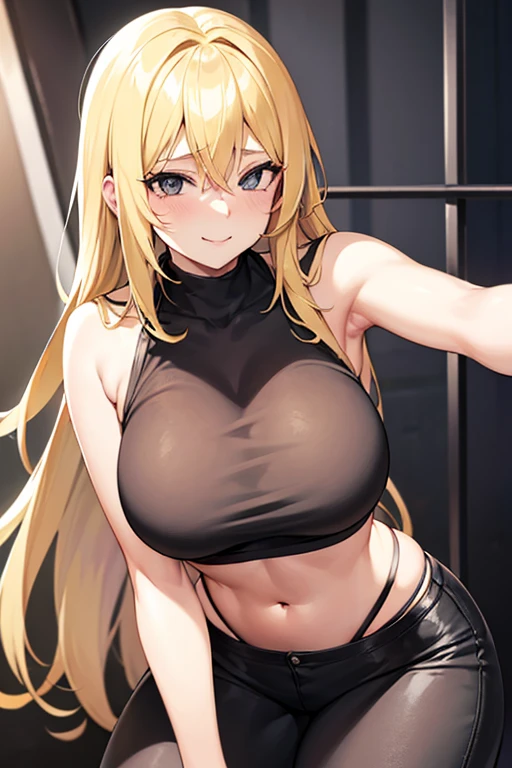 Anime girl, solo, anatomically correct, blonde one side ponytail, beautiful red eyes, freckles, naughty expression, lustful, choker, sports bra, lifting her sports bra revealing her large breasts naked breasts, titdrop, waist, tight sports shorts, thighs, perfect skin, park background, night, 8k, best quality