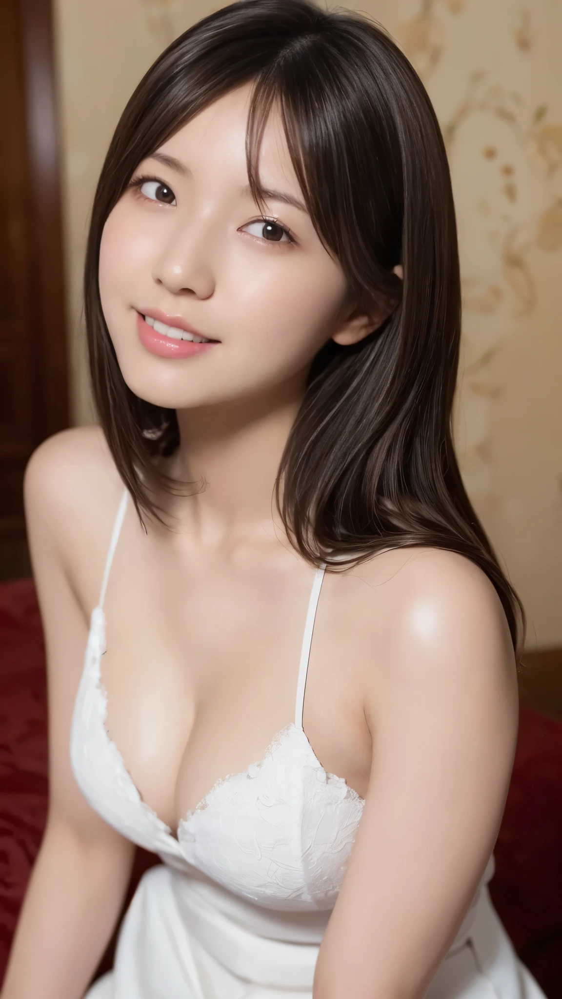 ((((Highest quality full body photos))))、(((Super fine CG16K wallpaper)))、(((masterpiece)))、(((Super detailed)))、(((Extremely detailed))),(Presidential suite in five-star hotel),Smile, Cute Japanese Women Photos, 20 years old, Oil, One Length Hair＆Hair straightening balm:1.55, (photo Realistic:1.4), (hyper Realistic:1.4), (Realistic:1.3), (Smooth lighting:1.05), (Improving the quality of cinema lighting:0.9), 32K, 1 person,20 years oldの, Realistic lighting, Backlight, The light shines on your face, Ray Tracing, (Bright light:1.2), (Improved quality:1.4), (Highest quality Realistic textured skin:1.4), fine grain, Detailed face,(smile:0), (Emphasise close-ups of the face:1.3), (Enhances the beauty of skin texture:1.1),((Extremely precise and accurate anatomy:1.0)), (Enhances the beauty of skin texture:1.1), Clean, glowing skin, mesh, thin:1.2, (Realistic:1.3), Realistic lighting, (Smooth lighting:1.05), 32K, One Japanese woman, fine grain, Detailed face, (Film Grain:1.1),(Accentuate your body lines:1.1), High resolution, Natural look, Kind eyes, Improves hair quality, Delicate light and shadow, Transparent muscles, Graceful pose, Beautiful Eyes, Sharp details, Soft light reflection, Beautiful contours, Delicate skin tones, Thin hair,Cute Japanese Women Photos,
