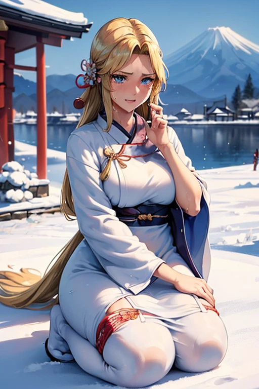 Masterpiece
(Blonde woman,The facial expression is accurate,Anime style face,greenish blue eyes )
Group
((((The location is a winter mountain in a snowstorm.:1.5))))
((((The location is a winter mountain in a snowstorm.))))
((((The woman is wearing a white dress:1.5))))
8k((((Snow Woman))))
8k(((((Wet)))))
((Staring at me))
Emphasize the breasts and clearly depict the body
(((((The woman is wearing a Japanese uniform,Wear a Japan uniform,wear Japanese uniform)))))