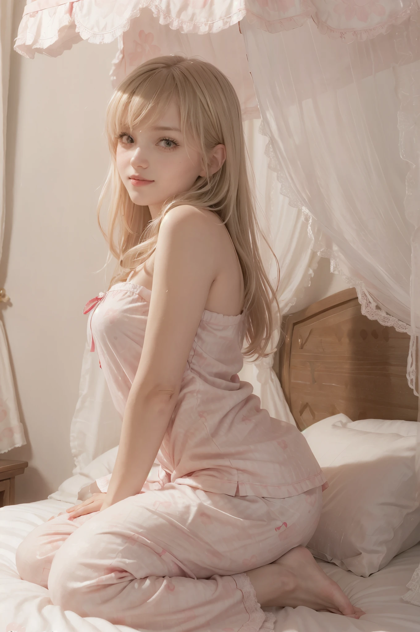 photo of mariya with long blonde hair, bang, sexy, (petite:1.4), wearing (Ruby pajamas:1.3), fuckng on bed in a cute girly bedroom adorned with pastel hues and playful decor. The walls are painted in soft pinks or lavender, with a delicate floral or heart-patterned wallpaper as an accent. A canopy bed with sheer, flowy curtains creates a dreamy atmosphere. Plush stuffed animals and fluffy throw pillows in various shades of pink adorn the bed,
realistic, photorealistic,
High quality, RAW photograph, detailed background, intricate, highly detailed, sharp focus, high resolution, 8k, uhd, dslr, realistic eyes, perfect eyes,