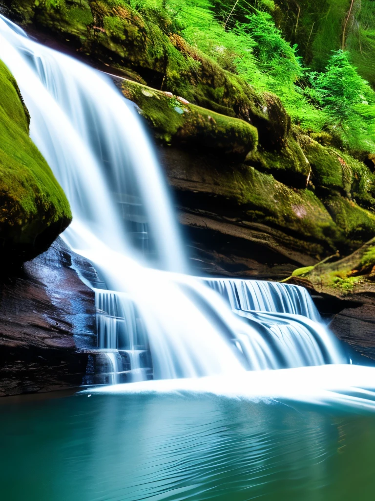 Waterfall-like water flows in the mountains  