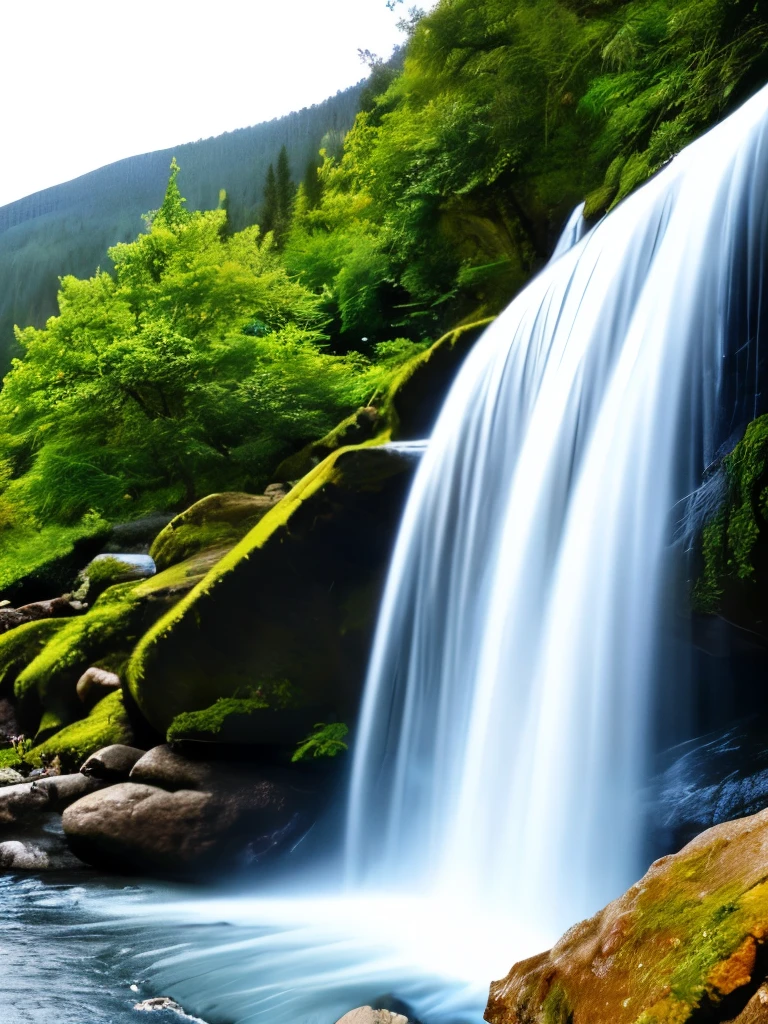 Waterfall-like water flows in the mountains  