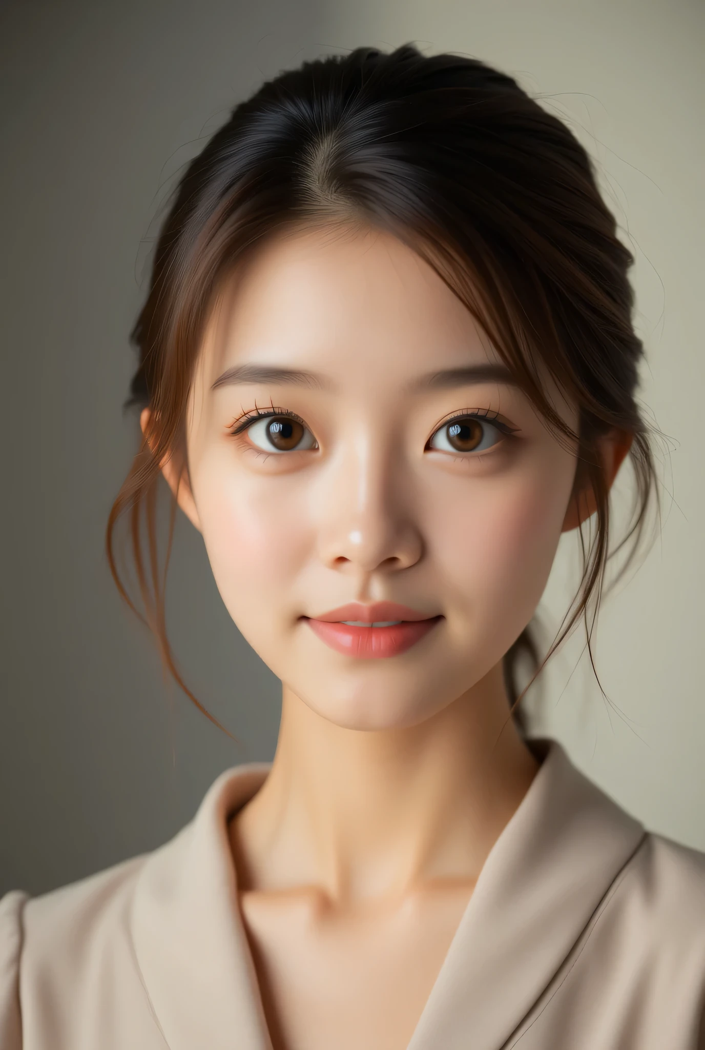 super cute face,(sparkling clear attractive large eyes:1.2), (actress face:1.3),,very beautiful cute girl, very smooth and super silky hair,fair skin,(baby ,cheerful smile,professional portrait,small face
