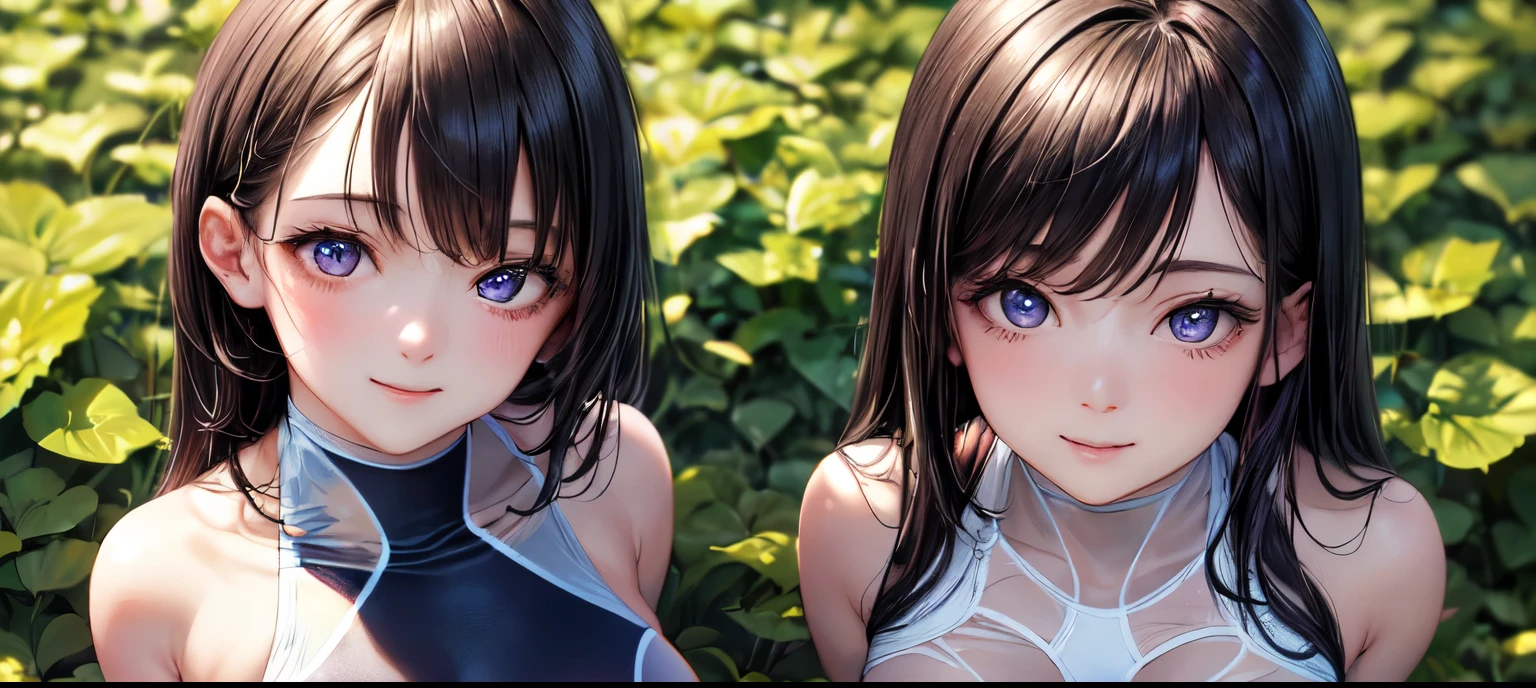 (best quality, masterpiece:1.2),ultra detailed,(photo realistic:1.4),solo,cute girl,(colorful illumination:1.1),light_particles, summon,on hand,luminescence_circle_background,Blunt Bangs, purple eyes, long dark blue hair, naked, nude, big breast