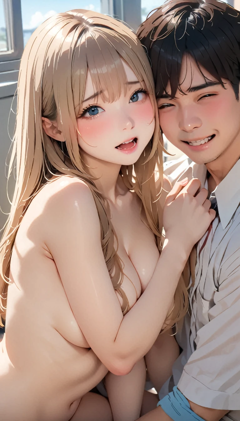 ((highest quality、High resolution、8K、masterpiece:1.3))、1 girl、unparalleled beauty、ultimate beauty、super detailed face、delicate eyes、sexy look、Depth of the bounds written、light particles、side light、(((((A busy city sidewalk、Straddling a man、3Blonde girl being forcefully fucked by another guy、naked、gang rape、gang rape、orgy、having sex)))))、(Holding a penis in both hands、handjob、blowjob、semen、Creampie、spread legs)、perfect body、beautiful breasts、nipple、tits、Thighhighs、thighs、Love juice dripping from the pussy