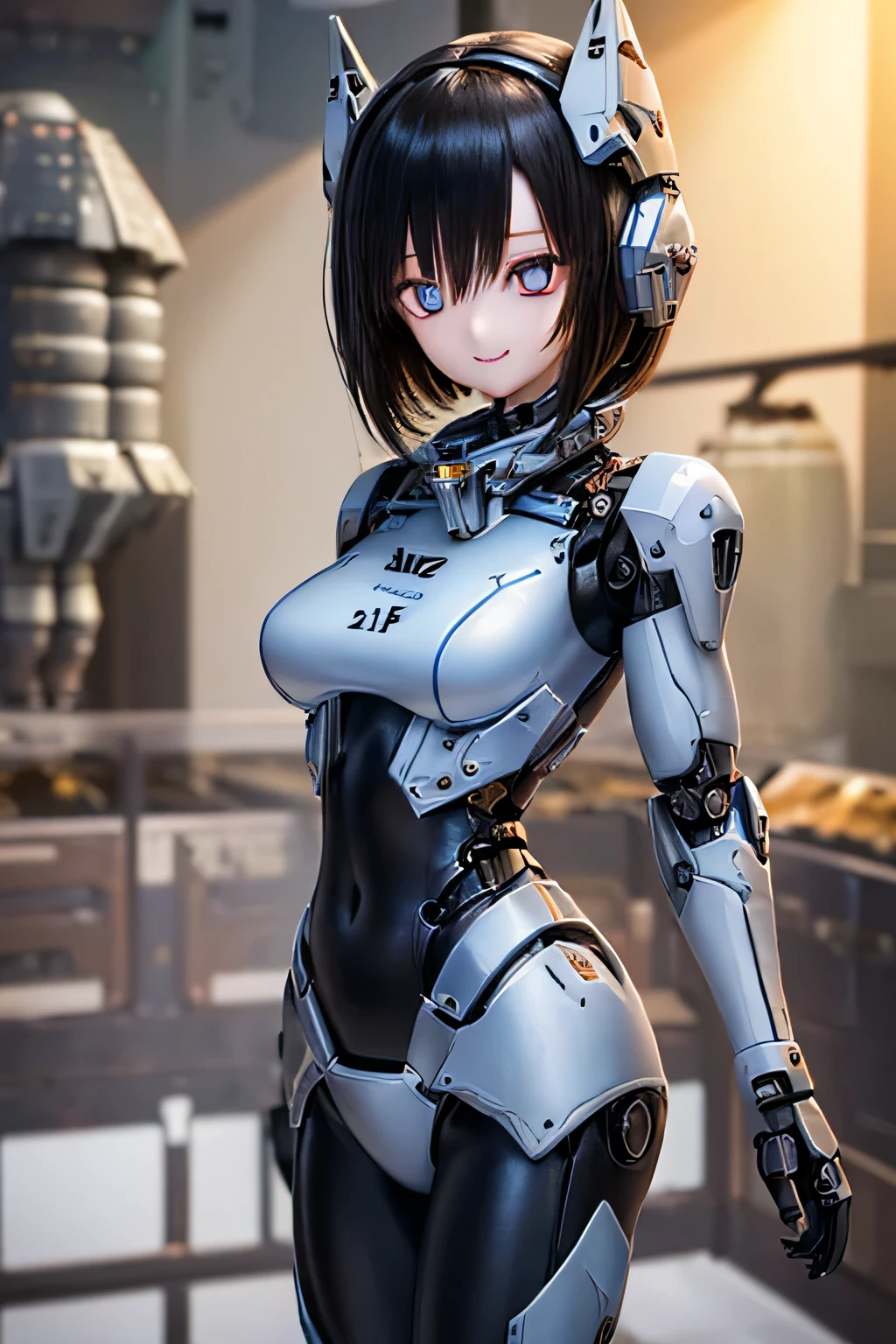 (SFW:2), photorealistic, realistic photo, 8k, Canon EOS, ((highest quality)), ((masterpiece)), (extremely detailed), kukolnydom, doll, mecha musume, mechanical parts, (mechanical legs, robot joints), bodysuit, headgear, (cowboy shot, spaceship room, mature woman, 23yo, 23_years_old, solo:1.6), (dancing, light smile, black hair, medium hair, medium breasts, glass eyes, detailed eyes:1.3)