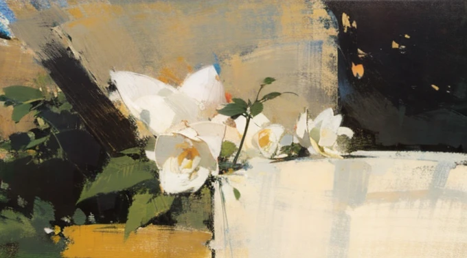 an oil painting、glass、liquids