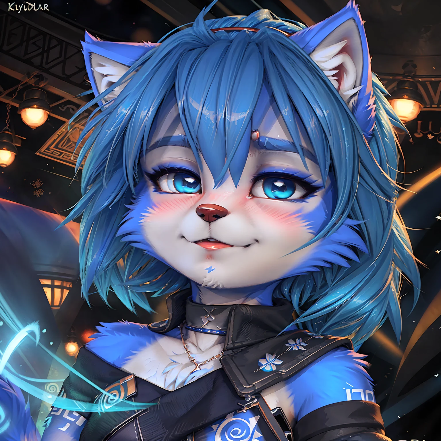 A beautiful and detailed (cute picture) from ((krystal)), Star Fox krystal,  green eyes, medium breasts, (((Long blue hair 1.3))),  anthro, Fuzzy, (from Fluff-Kevlar, Bayard Wu, personalize me, Pino Daeni),  detailed Fluffy fur, detailed face, (Fluffy), 1 girl, Alone, Hair covers one eye:1.4, 