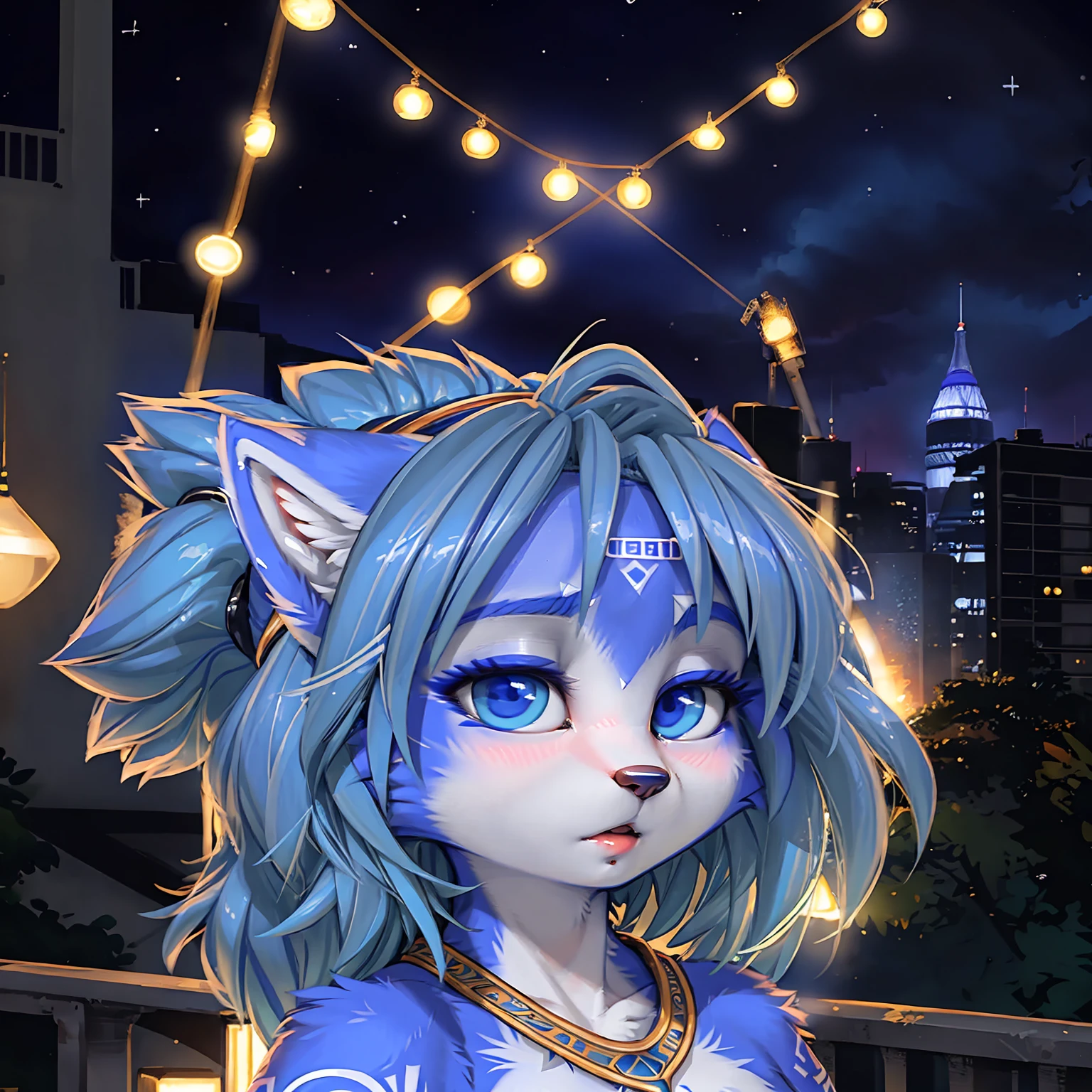 A beautiful and detailed (cute picture) from ((krystal)), Star Fox krystal,  green eyes, medium breasts, (((Long blue hair 1.3))),  anthro, Fuzzy, (from Fluff-Kevlar, Bayard Wu, personalize me, Pino Daeni),  detailed Fluffy fur, detailed face, (Fluffy), 1 girl, Alone, Hair covers one eye:1.4, 