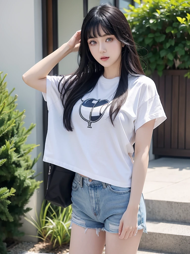 8k, artwork, Highest quality, Realistic, Very detailed, 1 girl, Realistic skin texture, ((垂れDownがった大きな胸:1.4)), ((Loose Fit T-Shirt)),I can see my belly button、sexy, Her erect nipples are visible through the, Down , Micro Mini Slit Skirt, , Cinema Lighting, Face Focus, Narrow eyes, Facial details, Bright Face, Light of the sun, Outdoor cafe in the background, Low angle shot, Downからの眺め
#Create a great background for your scene. The woman is posing confidently, Exudes elegance and dignity. Add a playful touch to a sophisticated look. The rooftops are shining with the warm city lights, The presence of bright neon lights dotting the horizon、The atmosphere increases。.。. 画像はHighest qualityです, シャープなフォーカスとVery detailedな機能, Capturing every nuance of a woman'Facial expressions and surroundings. The overall effect is realistic and immersive, HDR rendering enhances rich colors and textures.
