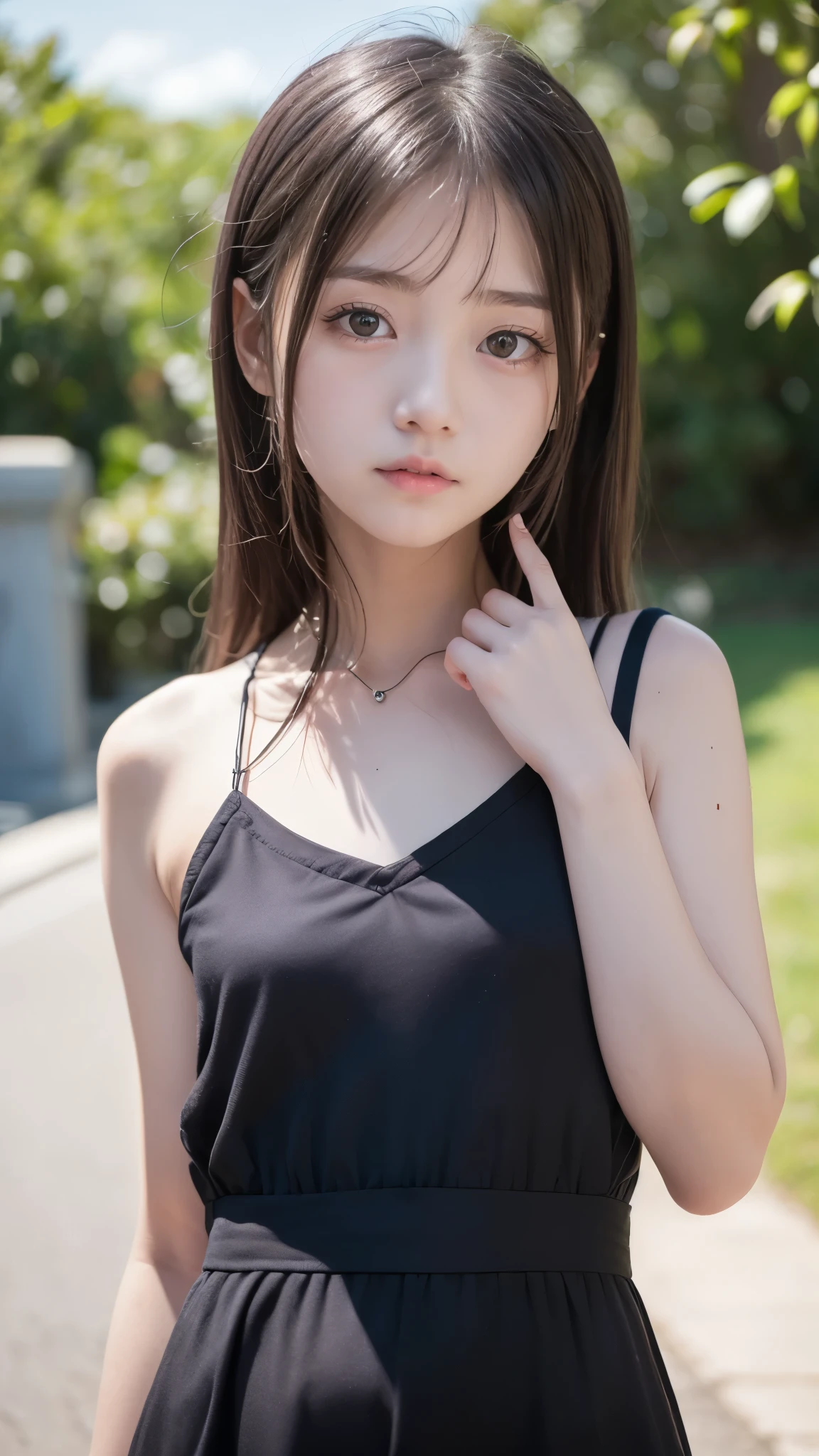 masterpiece, Best Quality, 8k, 85 mm, RAW Photos, Absurd, Award-winning portraits, Alone, violet, Gardenia, (Delicate virgin girl, The day before menstruation, Suppressing estrus), Upper Body, (teenage:1.3, The expression of a girl in love:1.3, face:1.3, Idol's face:1.2), night, neon, Digital SLR, (Gaze at the viewer:1.2), nature, Frank, Sophisticated, Zola々right, Professional Writing, Film Grain, chromatic aberration, (Bokeh:1.1), (Detailed eyes and face:1.2, Professional photography), (Beautiful small face, Beautiful eyes in every detail, Pretty lips:1.2, Natural Lip Gloss:1.1, High nose:1.1, double eyelid), (Tight waist:1.3), (Beautiful breasts:1.2, Emphasized underbust:1.1), (Slender body line), (Detailed hands:1.3, Perfectly right move)