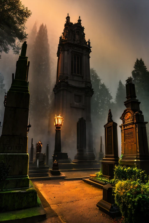 Cinematic, Vampire slayers, walks in an Gothic cemetery at night wearing a gothic steampunk fashion dress, fog and rainy condition, ghostly atmosphere, 1800s, (high skin detail: 1.2), ultra-detailed, photo-realistic, depth of field, cinematic lighting, IMAX camera, HDR, DTM, Full HD, 8k , captured in ultra high resolution with photorealistic and beautiful lighting. This masterpiece is of the best quality and is set against a zentangle abstract background (weighted at 1.4).