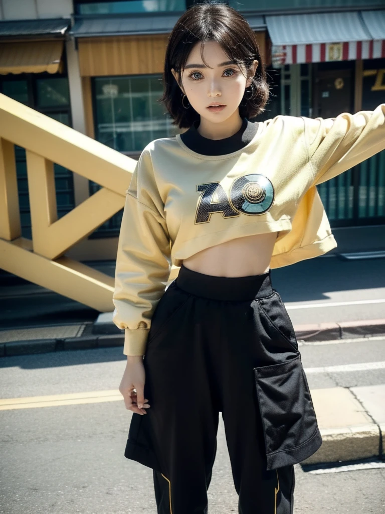 Uzumaki hinawari standing stylish,Very beautiful  tiktok video, talking , very cute features, cute features, 8 k ultra realistic, live footage, iphone video, live, real footage, trending on artstatoon, Her shirt says Rama, Her shirt has Rama written on it, Rama brand clothes