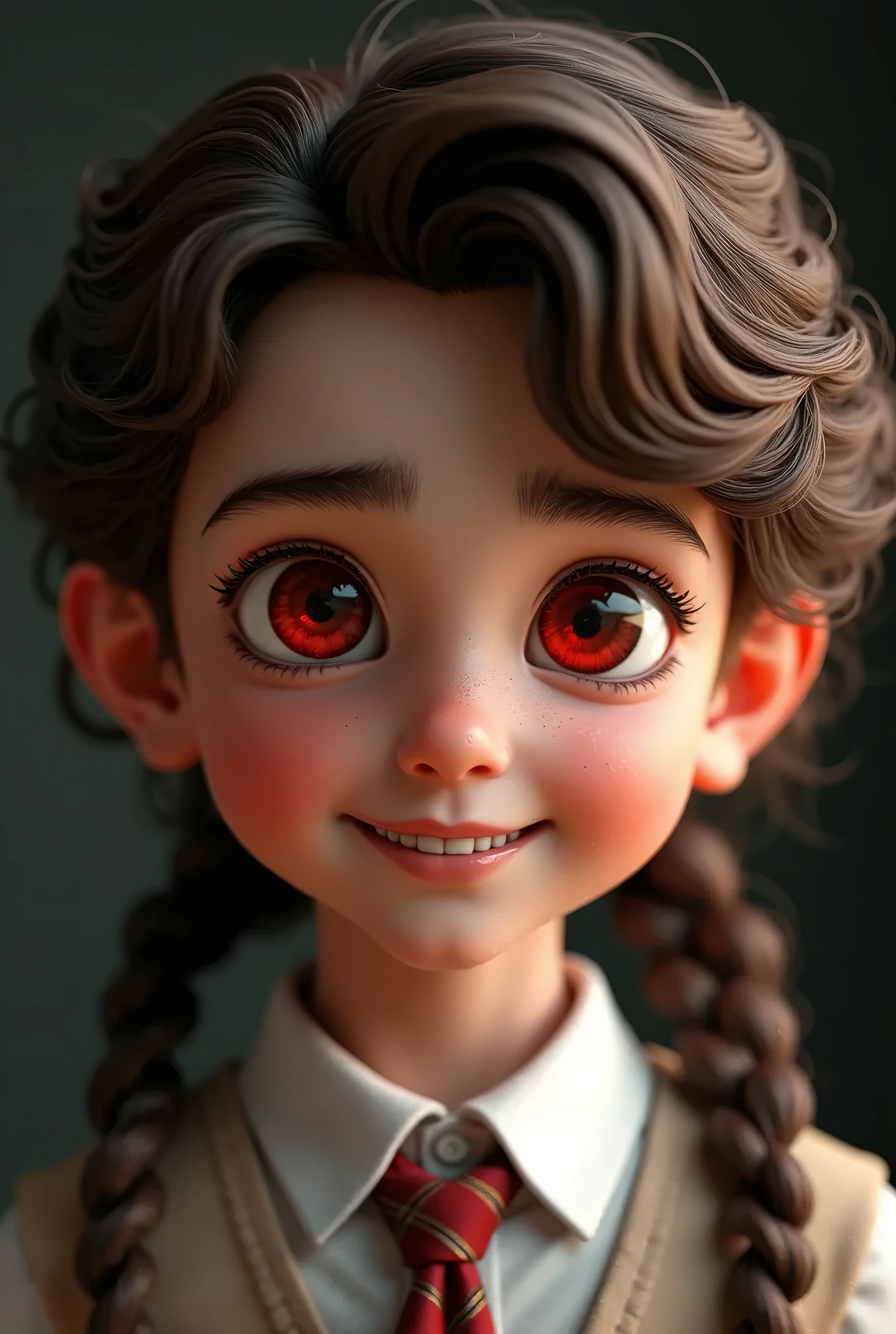 1boy, High Resolution, Side Braids, Ringlets, Red Eyes, Rolling Eyes, 3D Rendering, 8K Octane, 